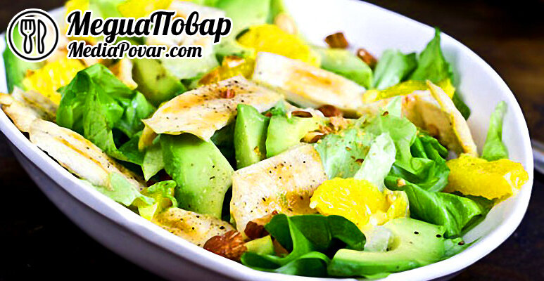 Сочный праздничный салат из апельсинов и курицы