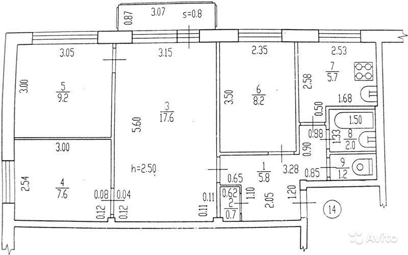 4-комнатная квартира, в доме с "хрущевской" планировкой