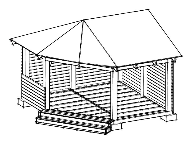Проект деревянной беседки 3 на 4