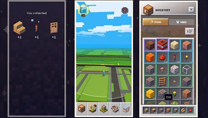 Слева: собранные предметы, карта и снаряжение