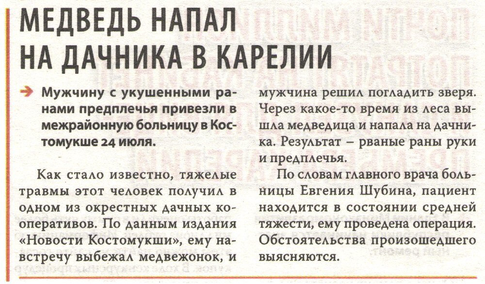Заметка из газеты "Карельская губерния" №31 от 6 августа 2019 г.