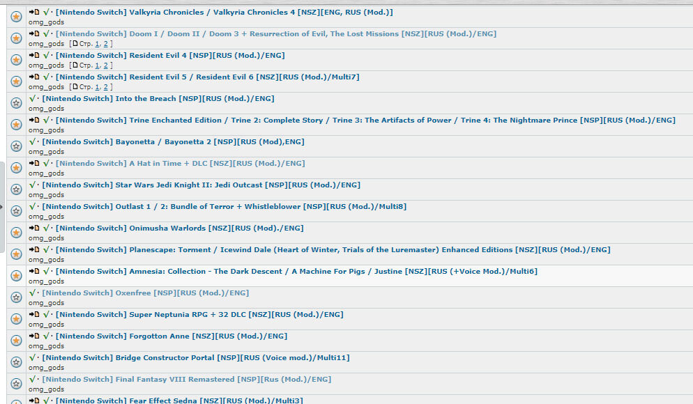 Часть модифицированных игр с русским переводом