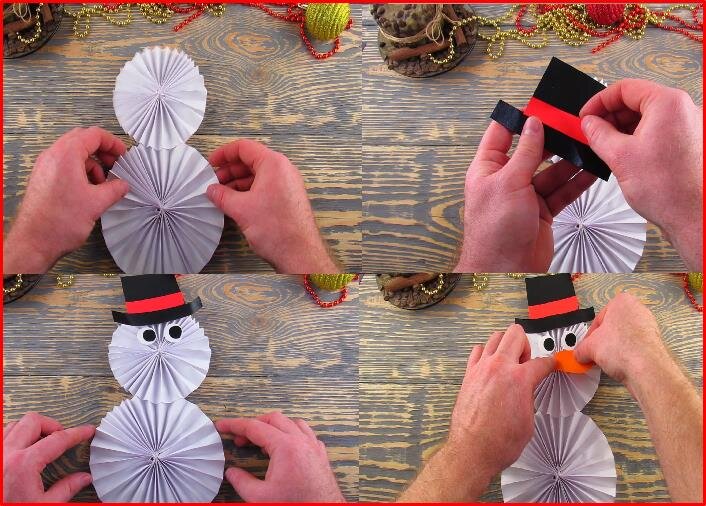 Как Сделать Снеговика/ Snowman Paper Craft/Как Сделать Снеговика/ Снеговик Оригами на Новый Год