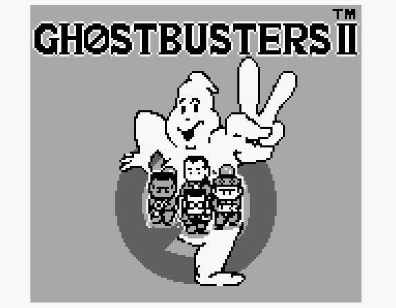 Титульный экран игры «Ghostbusters II» на Game Boy