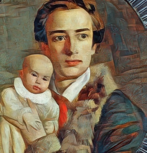 Александр Иванович Герцен с одним из своих детей