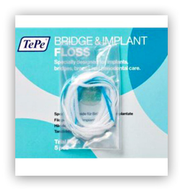 Нить межзубная TePe Bridge&Implant Floss, 5 шт - цена 171 рубль