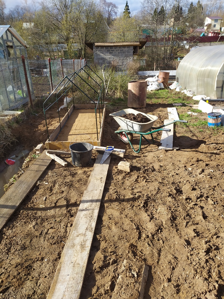 Первая грядка под тепличку 