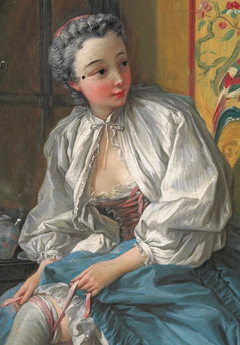 "За туалетом", Франсуа Буше, 1742. (сс) Wikimedia Commons. Деталь.