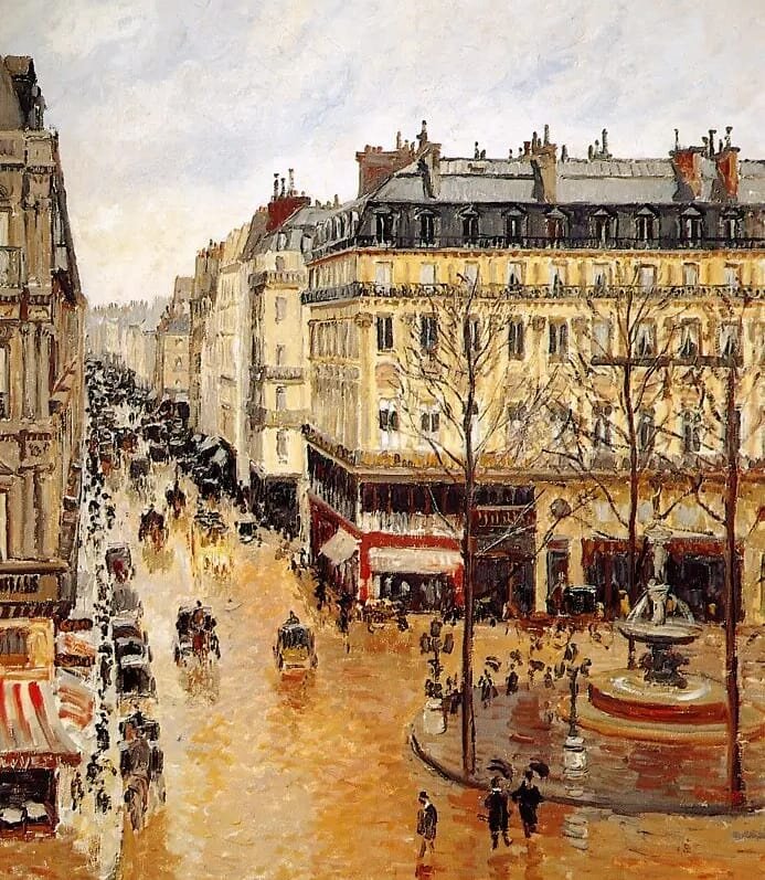 Камиль Писсарро "Улица Сент-Оноре. Полдень. Дождь", конец XIX века. Музей Тиссена-Борнемисы, Мадрид.