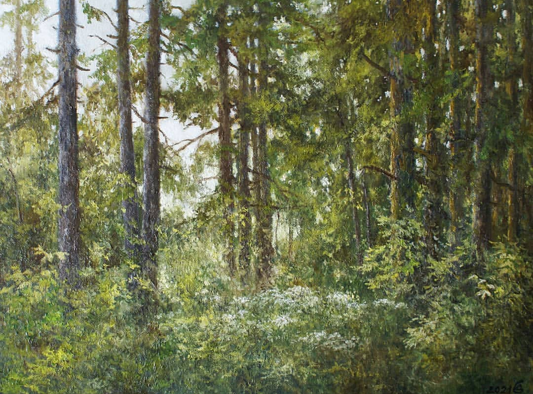 Фотография картины С. Дорофеева "Солнце в лесу" (из открытых источников)
