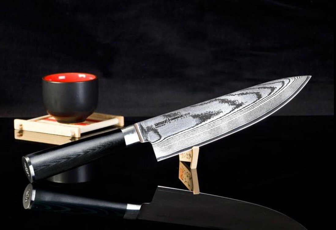 Дамасский кухонный нож. Самура Дамаскус шеф нож. Нож шеф Samura Damascus. Нож Samura Damascus SD-0085. Samura Damascus 20 см.