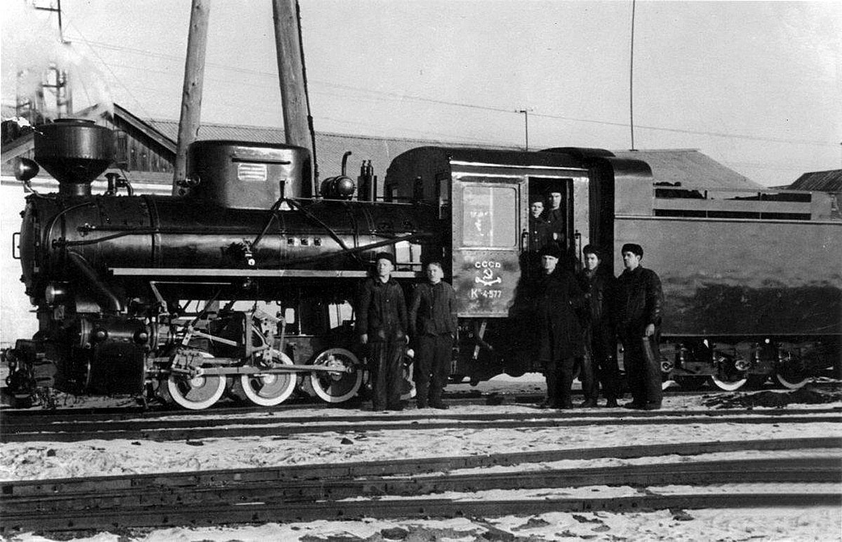 Фото из архива Б.С. Мамонтова. Паровоз 0-4-0 серии Кп4-577 Fabryka Lokomotyw Felixa Dzerzhinsky  Chrzanów, 1956 года выпуска