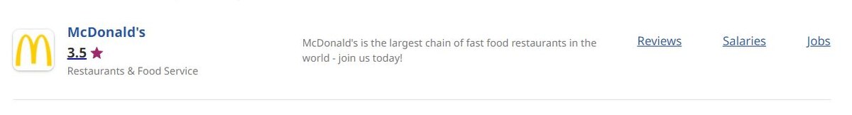 Рейтинг американского McDonald's по данным Indeed.com