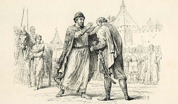 Дмитрий Донской встречает сына Василия, возвратившегося из Орды