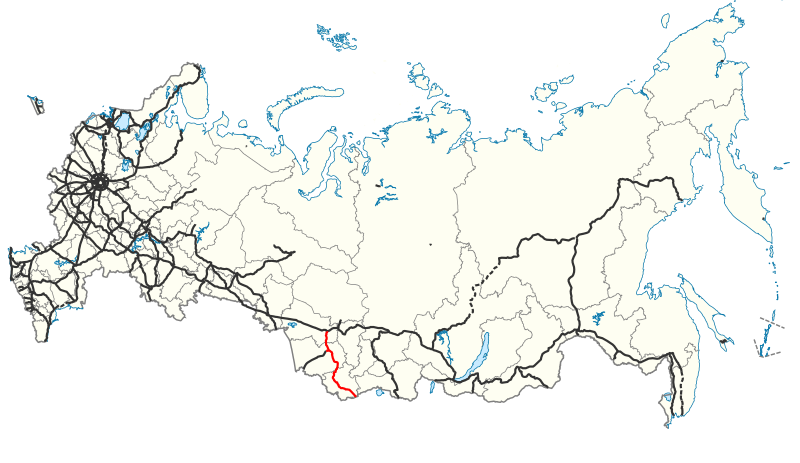 Чуйский тракт выделен красным