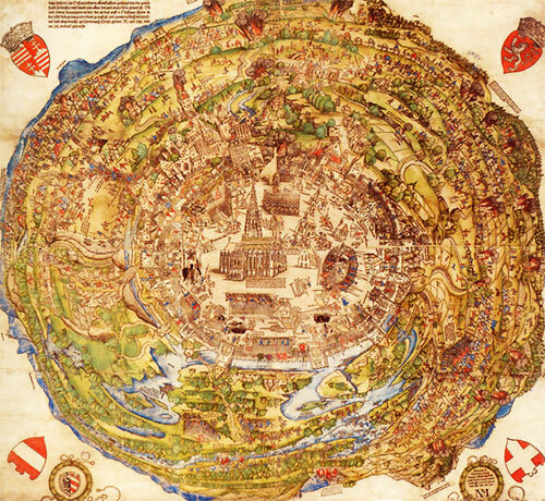 Н. Мельдеман. Карта Вены (в центре собор Святого Стефана)