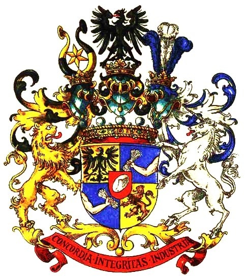 Герб династии Ротшильдов.Автор: Rothschild Family - Freiherren-Adelsdiplom Familie Rothschild.