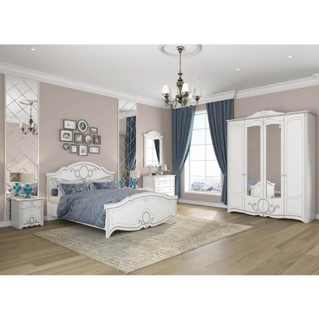 Спальня "Барбара" в интернет-магазине "Мебель Шара" - идеальное воплощение белого в классическом интерьере