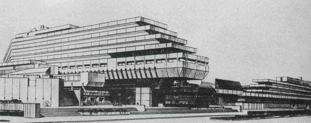 На переднем плане макета - не построенное здание Кораблестроительного института