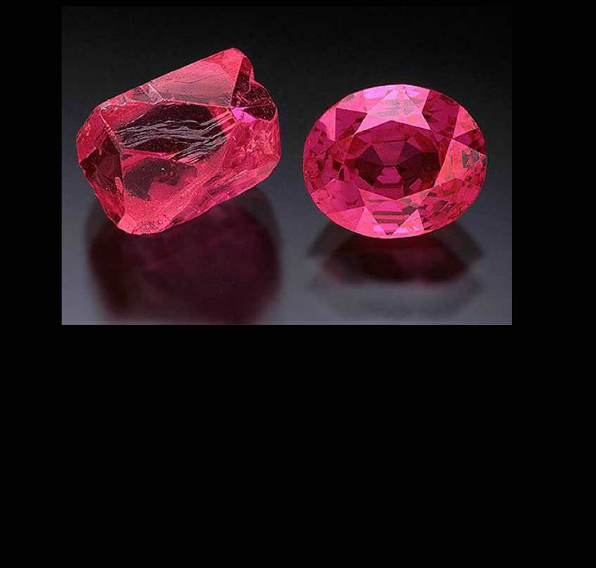 Кристалл и вставка синтетического рубина. источник фото: vamkamen.ru