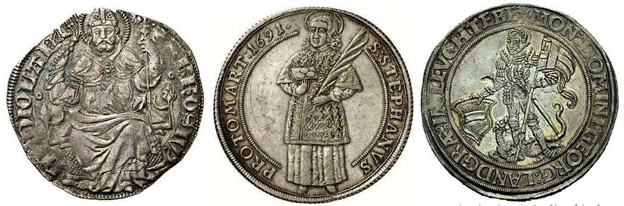 Талеры со свв. Амвросием, Стефаном и Георгием (XVI в.) Серебро 