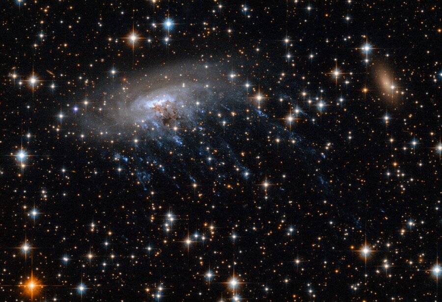 Комбинированное изображение ESO 137-001 в видимом и рентгеновском диапазоне