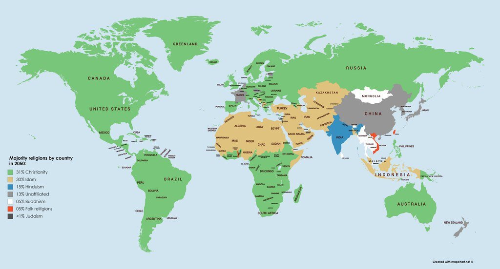 Карта мира со странами с границами стран