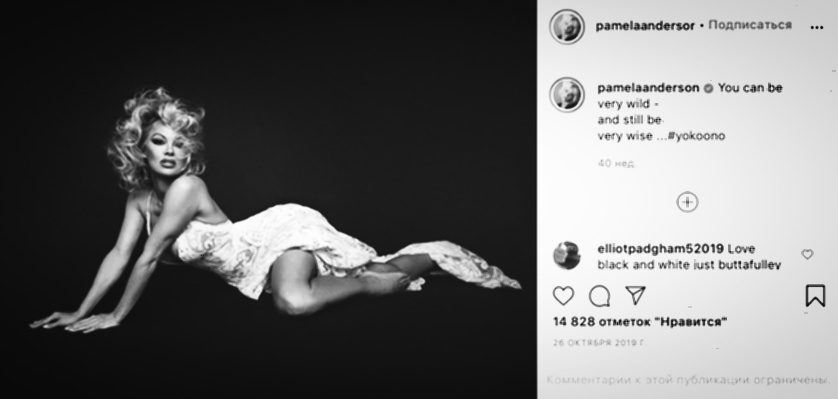 Страница Памелы Андерсон в Instagram