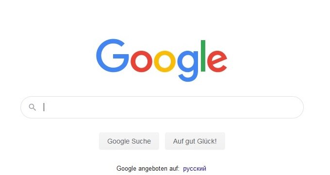 Скриншот поисковой страницы Google в немецком сегменте интернета