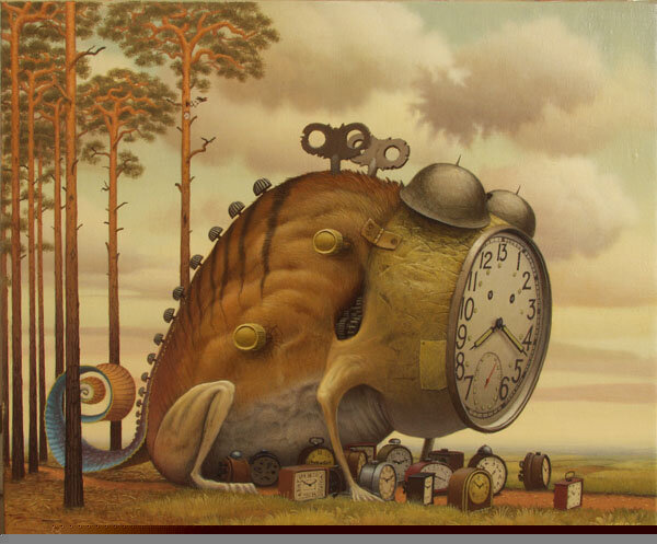 Walking lesson. Jacek Yerka https://www.yerkaland.com/paintings-galleries/creatures/