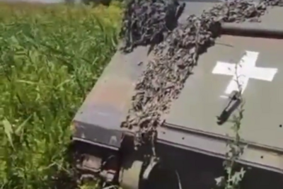    Уничтоженный американский БТР М113 ВСУ ©Скриншот