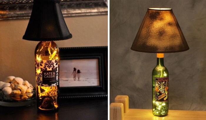 Светильник / лампа своими руками из стеклянных бутылок и дерева. DIY. | L.A. WOOD | Дзен