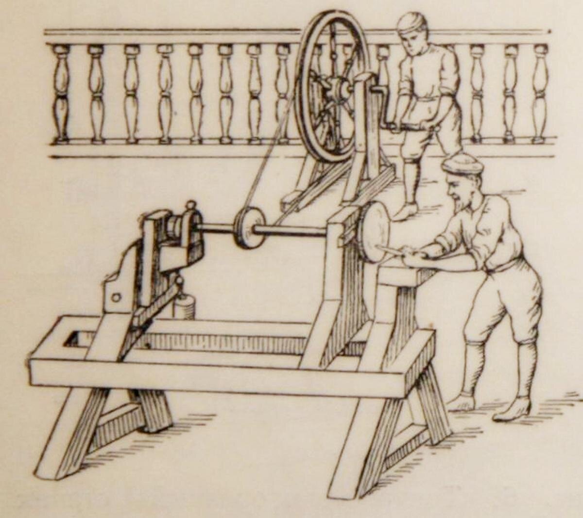 Токарный станок 16 века Жак Бессон