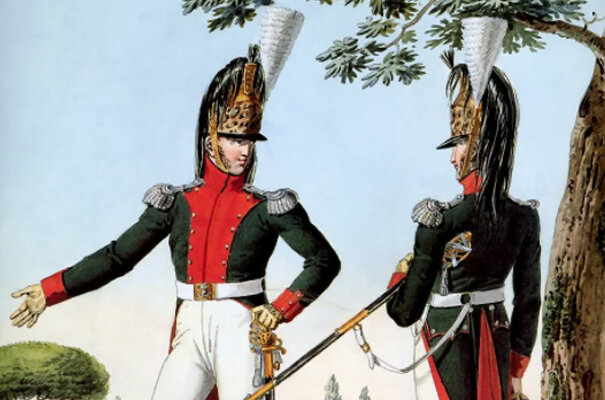 Французские драгуны "с конскими хвостами" на голове.