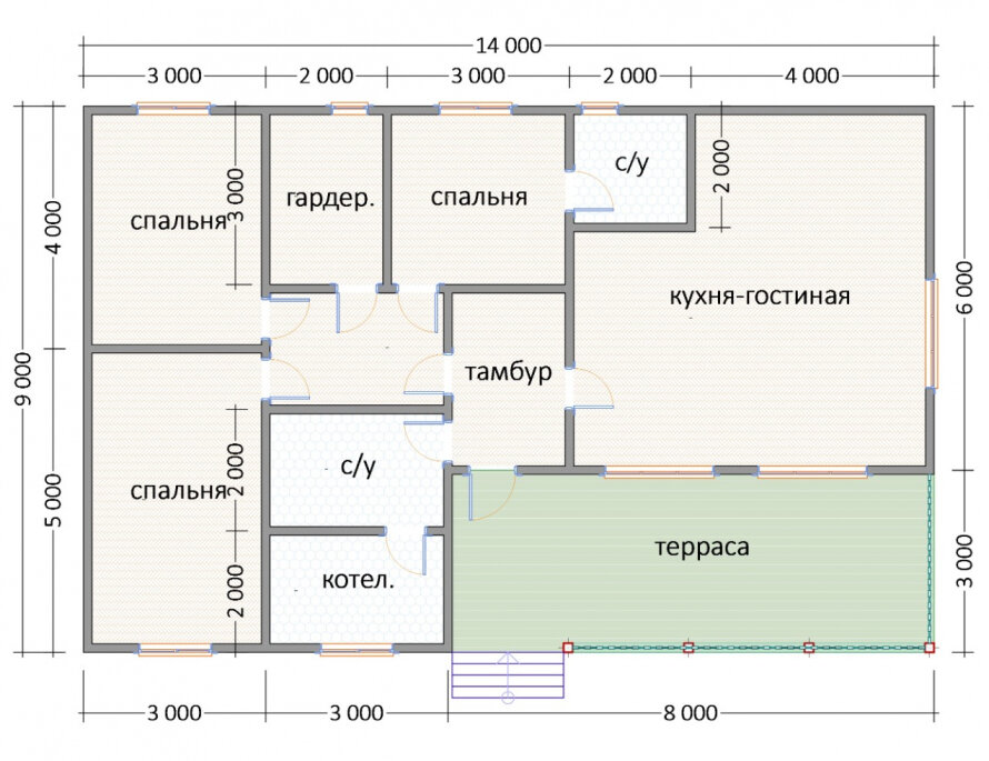 Планировка дома по проекту К-31
