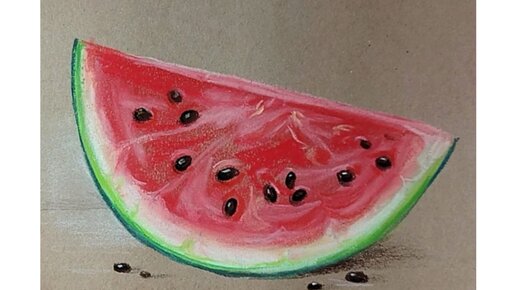 🍉🍉🍉 Как нарисовать арбуз сухой пастелью.