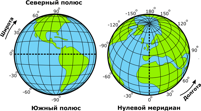 Карта нулевой меридиан