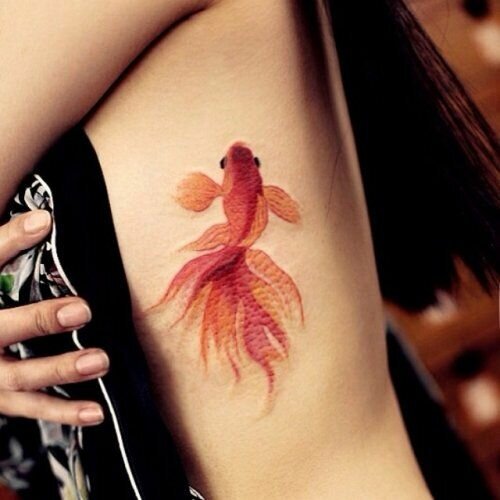 Купить тату-стикер золотая рыбка в Киеве - Переводные тату Goldfish в Украине