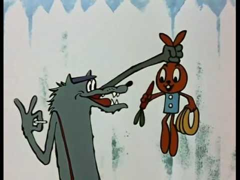 В пилотном выпуске Волк и Заяц были другими (фрагмент мультфильма).