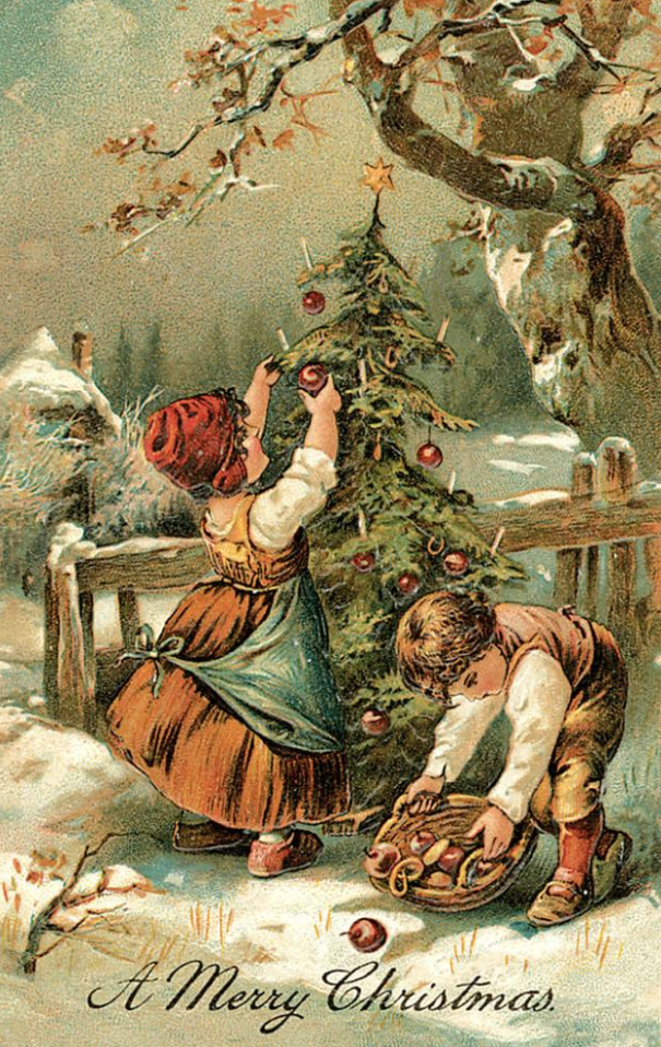 Винтажная Новогодняя открытка из свободного доступа из сети интернет