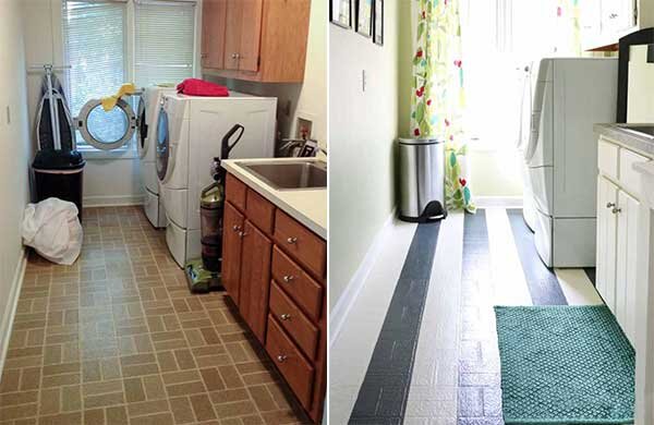 линолеум до покраски и после