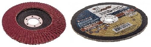 Лепестковый и стандартный шлифовальный диск.
