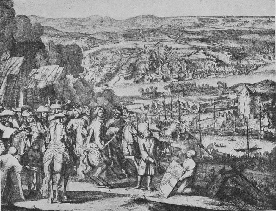 "Осада Азова в 1696 году". Гравюра Андриана Шхонебека.