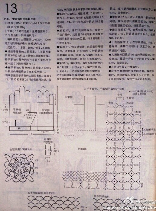 Перчатки крючком схема