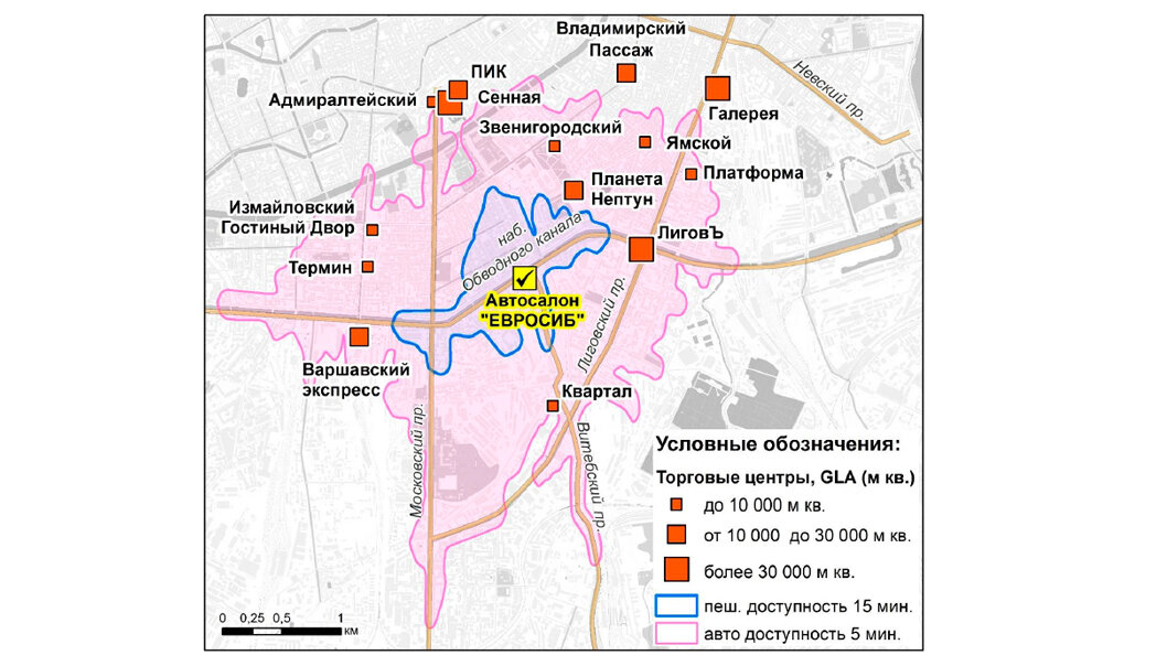 Автомобильная и пешеходная доступность при анализе конкурентного окружения
