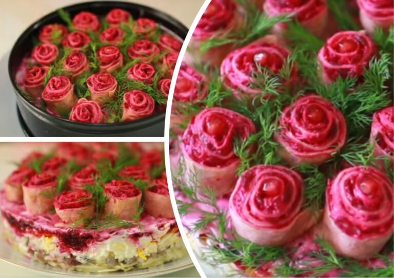 Для красоты сверху можно свернуть рулетиком блинчики) 