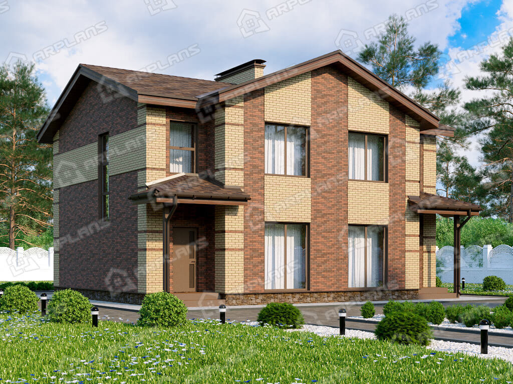 Фото 1 двухэтажного дома из газобетона с 3 спальнями. Общая площадь 170 кв м. Источник arplans.ru Проект К-371