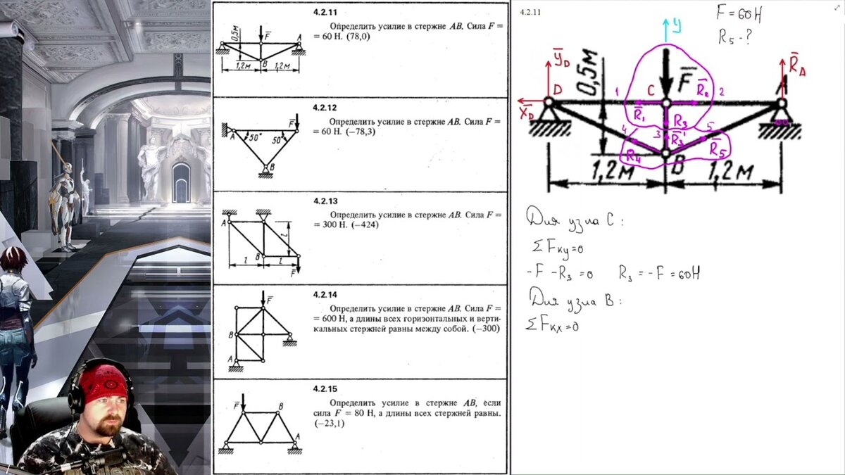 Решения задач по теор.механике из сборника Кепе О.Э. (Глава 4. Фермы) |  Пикабу | Дзен