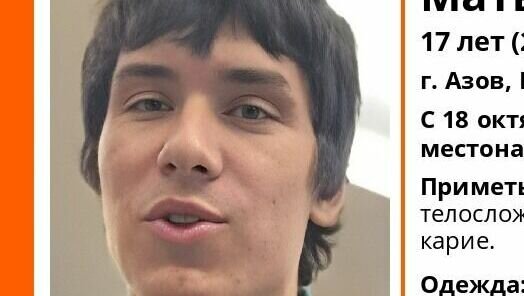     В Ростовской области ищут пропавшего 18 октября Матвея Новикова 2005 года рождения, сообщили в поисковом отряде «Лиза Алерт».