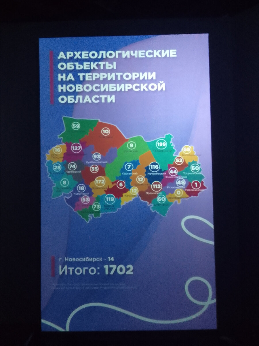 "Археологические объекты Новосибирской области". Фото с тачскрина. Исторический парк "Россия - моя история". Ноябрь. 2022 г. Фото автора 